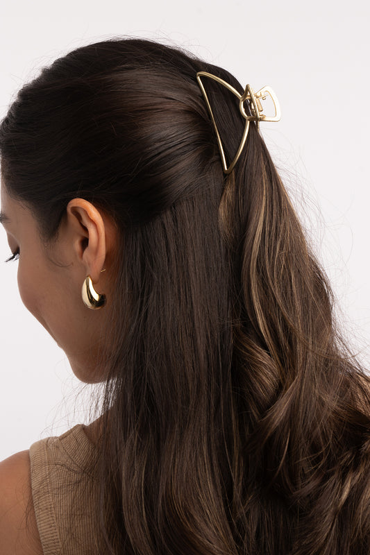 Mighty Moon Metal Hair Claw Clip - Matte Gold