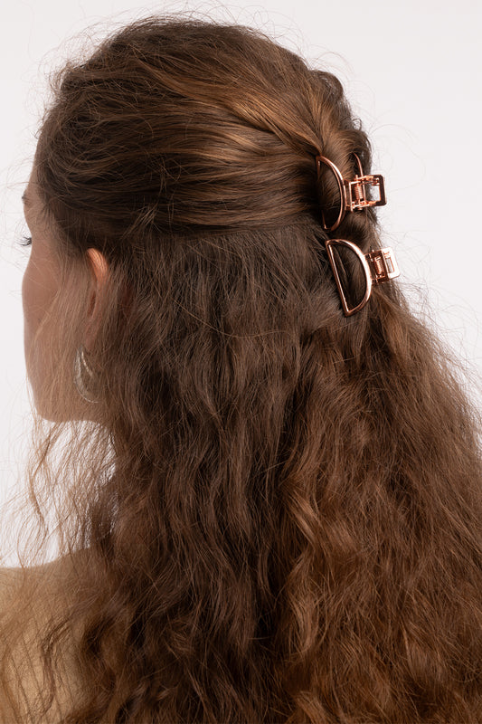 Mini Metal Hair Claw Clip - Rose Gold